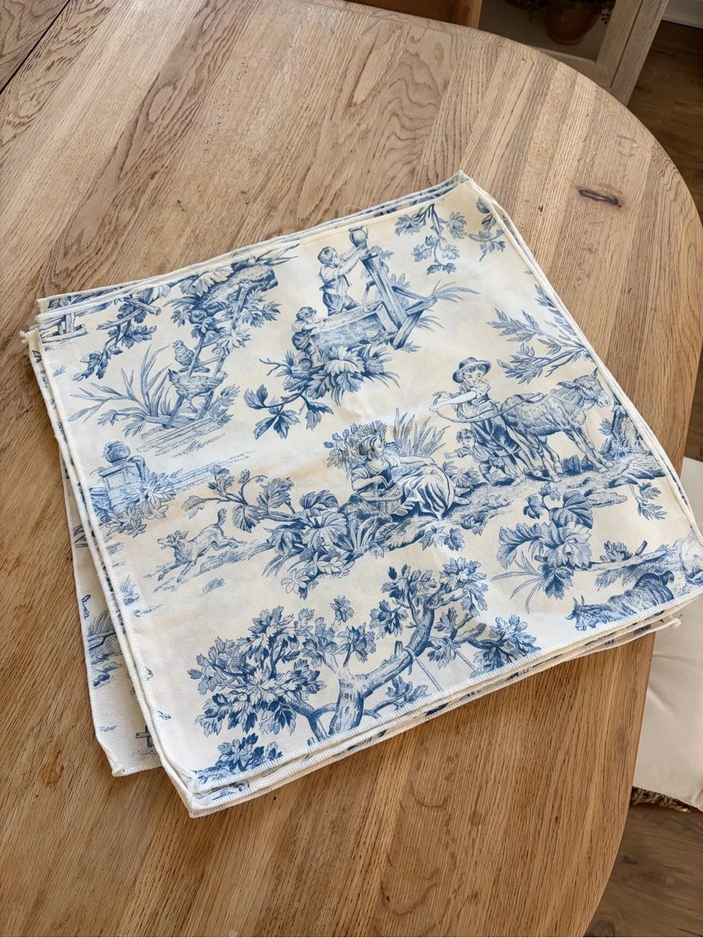 Blue Toile Fabric Napkins 6